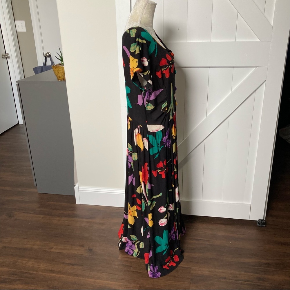 Vintage 90s Carole Little bright floral Artsy maxi dress size 16 - Picture 4 of 15